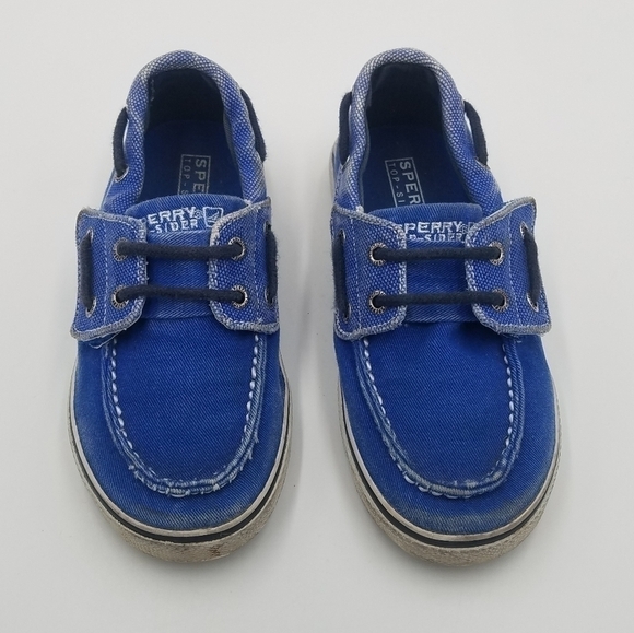 Sperry Halyard Jr. Blue Canvas Loafer Slip On Shoe 11.5T - Picture 2 of 7